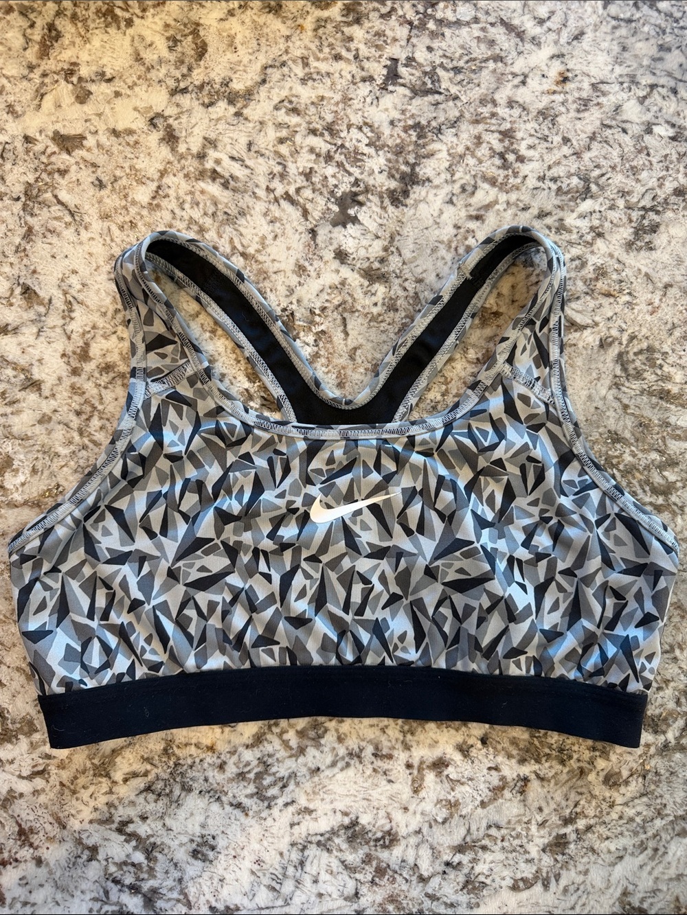 Nike Black & Gray Geometric Racerback Sports Bra